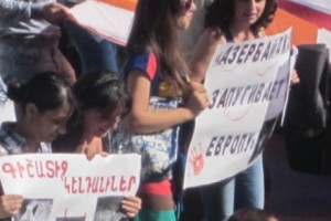 Protestors March in Stepanakert Condemning Safarov Extradition