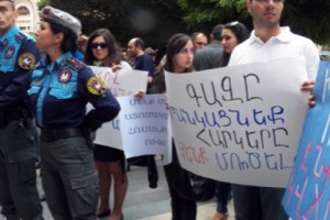 Demonstrators Converge on Government Building to Protest Likely Gas Hike