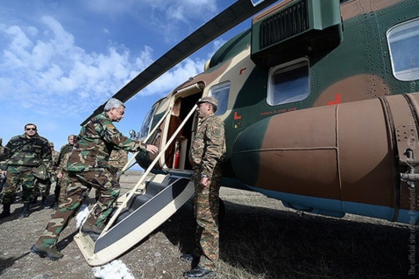 Armenian President Leaves for Artsakh: Will Review Unity-2014 Military Exercises