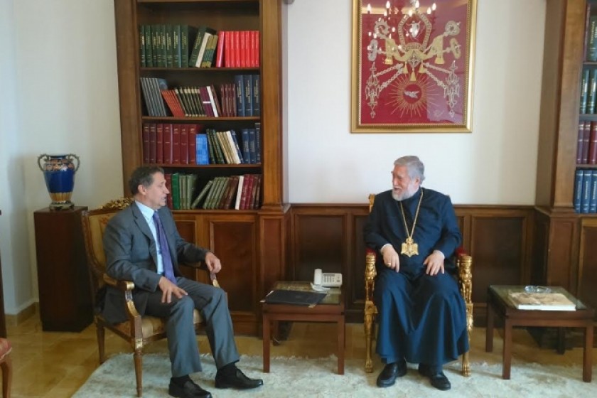 His Holiness Aram I Hosts the New Ambassador of Greece to Lebanon