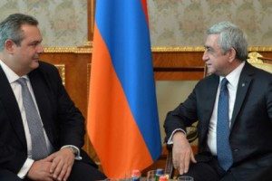 Նախագահը հանդիպում է ունեցել Հունաստանի ազգային պաշտպանության նախարար Պանոս Կամենոսի հետ