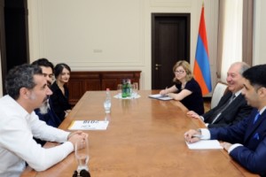 Armenian President Meets with Creative Armenia's Serj Tankian and Garin Hovannisian