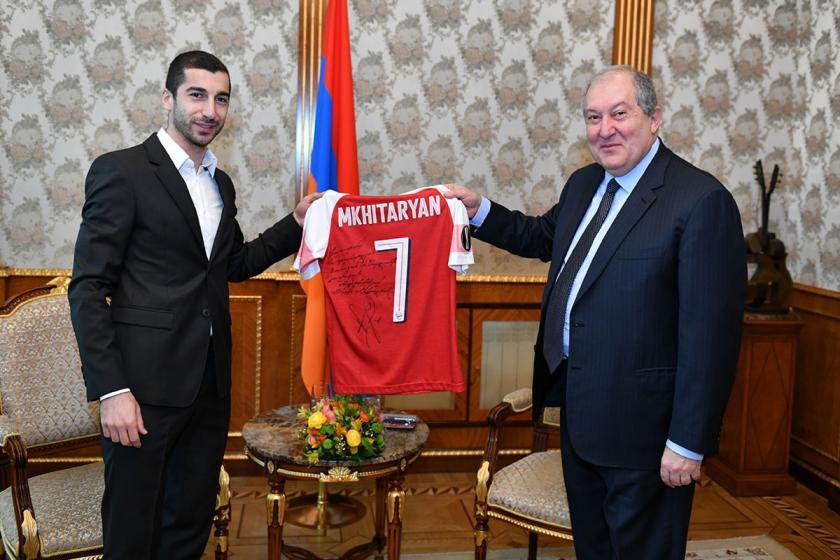 Mkhitaryan Autographs Football Jersey for Armenian President