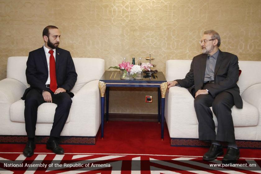 Armenian Parliament Prez and Iranian Majlis Speaker Meet in Yerevan