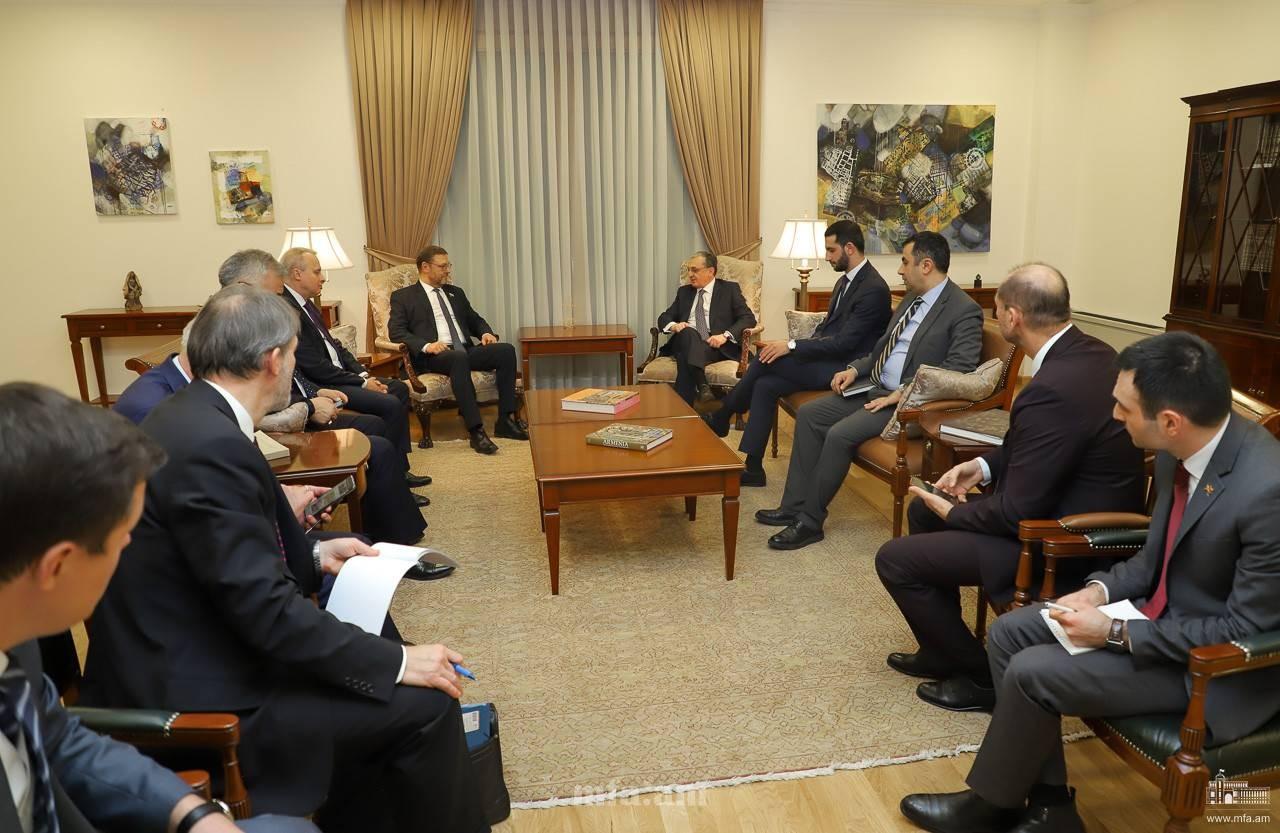 Armenian FM and Chairman of the Committee on International Affairs of the Russian Federation’s Federal Council  Meet in Yerevan