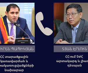Նախարար Սուրեն Պապիկյանը հեռախոսազրույց է ունեցել Չինաստանի դեսպանի հետ