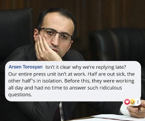 Calling Hetq's Covid-19 Queries &quot;Absurd&quot;, Armenian Health Minister Says His Office Has No Time to Respond