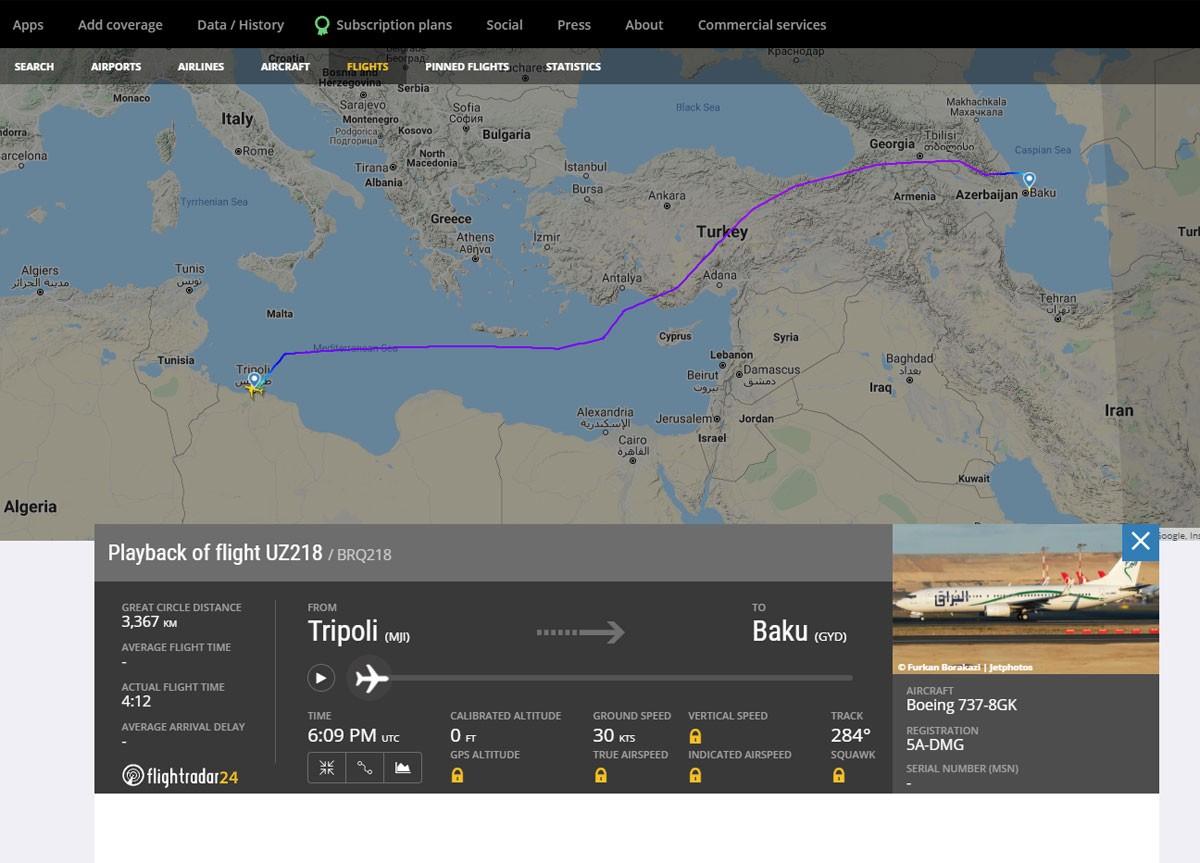 The Turkish Connection: Libyan Plane Destined for Baku Left Tripoli
