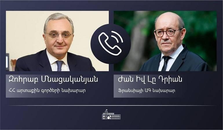Զոհրաբ Մնացականյանը հեռախոսազրույց է ունեցել Ֆրանսիայի արտգործնախարարի հետ