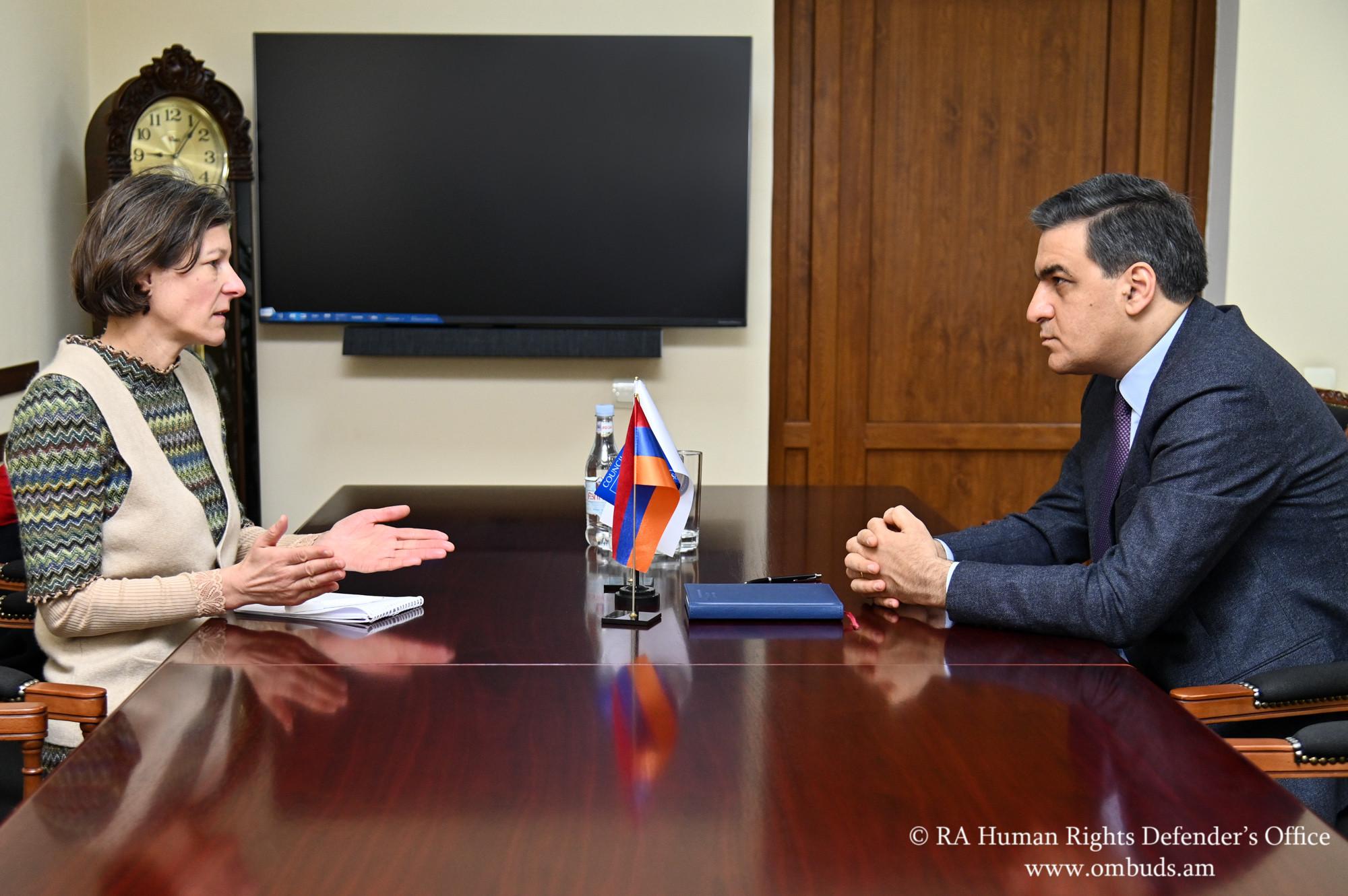 Armenian HRD, CoE Rep Discuss Human Rights