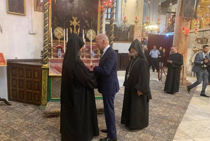 Armenian Jerusalem Patriarch, Biden Meet in Bethlehem