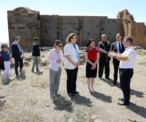 U.S. Ambassador Inspects Yereruyk Church Conservation Work