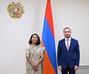 ԲՏԱ նախարար Մխիթար Հայրապետյանն ընդունել է Հնդկաստանի դեսպան Նիլակշի Սահա Սինհային 
